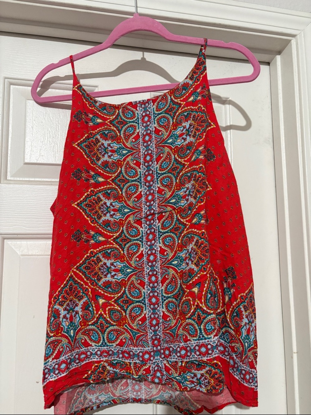 Renee C. Red Paisley Spaghetti-Strap Camisole